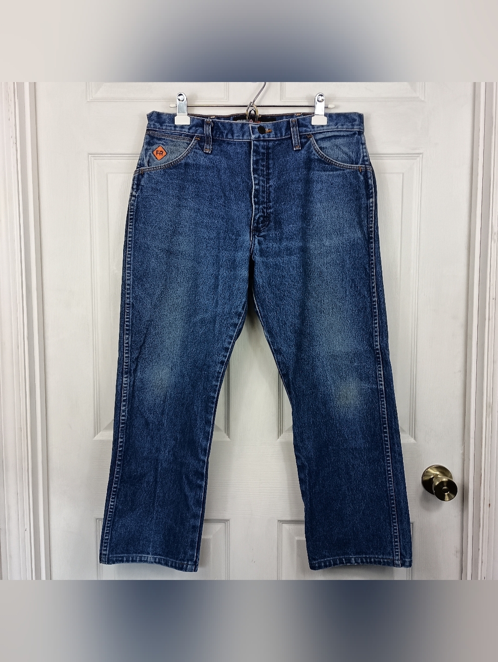 Wrangler FR Jeans 35x27 Mens Blue Denim Flame Resistant Straight Leg Work Pants